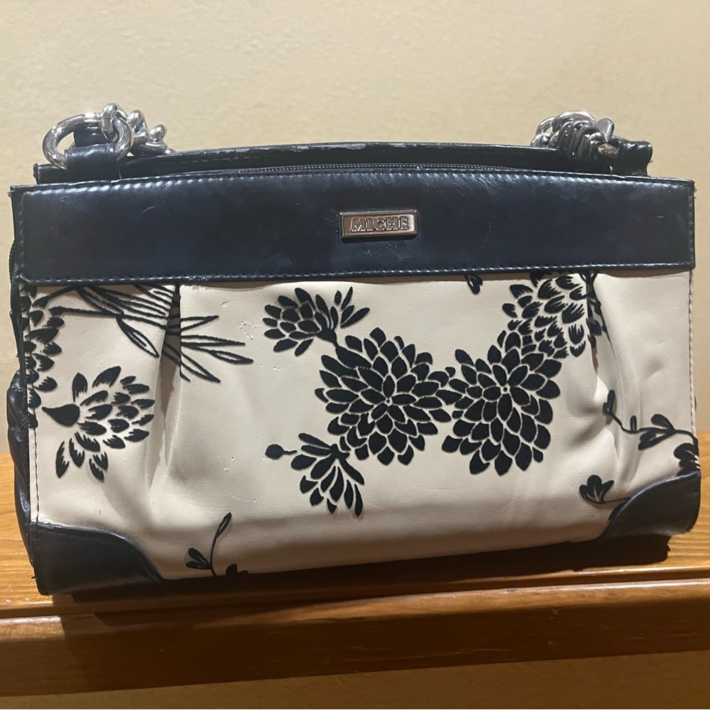 MICHE Black and Cream Floral Women's Purse